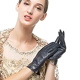 Nappaglo Women 's Classic auténtico guantes de Nappa de cachemir puro invierno cálido forro simple guantes touchscreen (S (Palm:16.5-17.8cm), Dark Navy Blue (pantalla táctil)