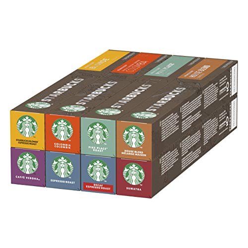 STARBUCKS Variety Pack de Nespresso Cápsulas de Café 8 x Tubo de 10 Unidades