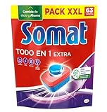 Somat Todo en 1 Pastillas Detergente (63 lavados), para lavavajillas y abrillantador, jabón antiolor