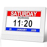 SENXINGYAN 7' LCD Reloj Digital Calendario con Fecha, Calendario Reloj con Fecha, día y Hora | Reloj Alzheimer | Reloj para Adultos Mayores, Es un Regalo para Los Padres
