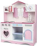 Leomark Cocina Pink Play Madera Infantil de Juguete - Color Rosa - Accesorios, para Niños, Dim: 82x30x101(Altura) cm