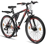 Licorne Bike Bicicleta de montaña prémium para niños, niñas, Hombres y Mujeres, Cambio de 21 velocidades, para Hombre, Effect, Niñas, Negro/Naranja (2 Frenos de Disco) 26'