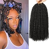 Passion Twist Hair 7 paquetes 36cm de extensiones de cabello Passion Twists para mujeres negras niñas ShowJarlly moda pelo ondulado sintético de ganchillo (14inch,1B#)