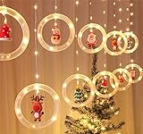 Cortina de Luces Navidad, Lypumso 3*0.5m LED Cadena de Luces Navidad Decorativas Guirnaldas Cortina, 5 Tipos de Colgantes de Navidad, para Balcón, Escaparate, Ventana, Fiesta, Decoración Navideña