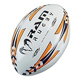 Pelota de rugby Ram Rugby - Micro Softfeel Rugby - Tamaño 2.5 - Pelota de rugby perfecta - Adecuado para niños - Edades 2-5 - Azul marino/Naranja Fluoro