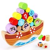 Lewo Juego de Equilibrio de Piratas de Madera Apilamiento Bloques de construcción Montessori Juguetes para niños pequeños