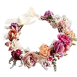 YAZILIND boda de flores de novia corona de Dama de honor rosa floral guirnalda de playa tocado con accesorios de foto de la cinta