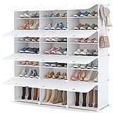 HOMIDEC Zapatero de 7 niveles para 42 pares de zapatos y botas, organizador de zapatos de plástico, para pasillo, dormitorio, entrada, color blanco