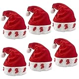 Pack 6 Gorro Papá Noel de Navidad de Santa Claus de Terciopelo con Luz intermitente de Número 2023 para Adultos Sombreros Rojos