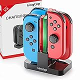 KINGTOP Base de Carga 4 en 1 Cargador para Nintendo Switch Joy-Con Chargers Dock con Indicador LED