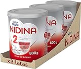 Nestlé NIDINA 2 Leche De Continuación en polvo para bebés a partir de los 6 meses. Pack de 3 botes de 800g (2400g en total)