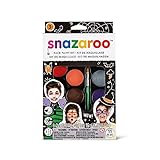 Snazaroo - Set de pintura facial 'Halloween', para niños y adultos, 8 colores, 1 pincel, 1 esponja, 1 guía, base de agua, maquillaje pintacaras, aguacolor