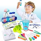 UNGLINGA Laboratorio de Quimica Kit Ciencias Niños con Bata de Laboratorio Juguetes Kit de Experimentos Científicos Disfraces y Juguetes de Rol de Regalo Educativos con para Niños Niñas de 5-11 años