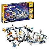 LEGO Creator 3en1 Montaña Rusa Espacial, Torre de Caída Libre o Tiovivo, Maqueta de Parque de Atracciones, Juguete de Construcción con Cohete Espacial y Planetas, Regalo de Pascua 31142