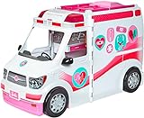 Barbie Juego de Ambulancia y Clínica - Convertible - 20+ Accesorios - Luces y Sonidos - No incluye Muñeca - +60 cm - Regalo para Niños de 3+ Años, FRM19