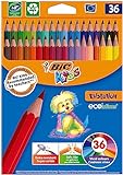 BIC Kids Evolution - Lápices para colorear, blíster de 36 unidades, para actividades creativas en casa y el colegio, colores surtidos, Multicolor