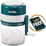 Manual Picadora de hielo y máquina para hacer granizado MANBA - Trituradora de hielo portátil prémium y máquina de hielo raspado - Sin BPA