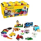 LEGO 10696 Classic Caja de Ladrillos Creativos Mediana, Juegos de Construcción para Niños y Niñas de 4 Años o Más, Base Verde, Coches y Animales de Juguete, Fácil Almacenaje, Idea de Regalo