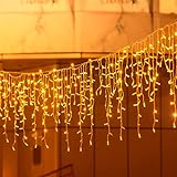Cortina Luces Navidad Exterior,5M 200 LED Luces Navidad Exterior de IP44 Impermeable con 8 Modos Guirnaldas Luminosas Decoración de Interior y Exterior para Navidad,Fiestas,Bodas,Jardín,Balcon,Ventana