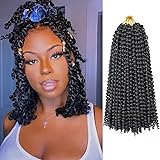 7 paquetes de extensiones de cabello Passion Twists para mujeres negras niñas ShowJarlly 14 pulgadas (36 cm) moda pelo ondulado sintético de ganchillo 1B#
