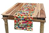 ABAKUHAUS Indie Camino de Mesa, Los triángulos Coloridos, Decorativo para el Comedor o Sala de Estar Fácil de Limpiar, 40 x 180 cm, Multicolor