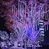 Kriogor Guirnalda Luces Exterior, 30 cm, 10 Tubos, 240 Led, Luces de Navidad de Lluvia Mejoradas, Luces de Navidad Lluvia para Exterior Interior Bodas Navidad Fiestas (Azul, 30)