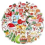 iJiZuo 50 Piezas Pegatinas de Navidad, DIY Pegatinas Infantiles Navidad de Papá Noel/Muñeco de Nieve/Duende/Reno, para Decorar de Navidad