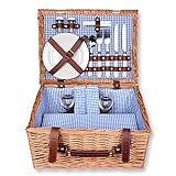 Schramm® Cesta de picnic 40x30x20cm rectangular de madera de sauce para 2 personas