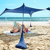 Sun Ninja Tienda de Playa Plegable UPF50+ con Pala de Arena, Clavijas de Tierra y Postes de Estabilidad, Sombra al Aire Libre para Viajes de Camping, Pesca, diversión en el Patio Trasero o picnics