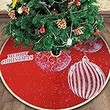 Falda Árbol de Navidad, Manta de árbol de Navidad en Rojo y Blanco, Faldas Decoración Árbol de Navidad Adornos, Ø 90 cm