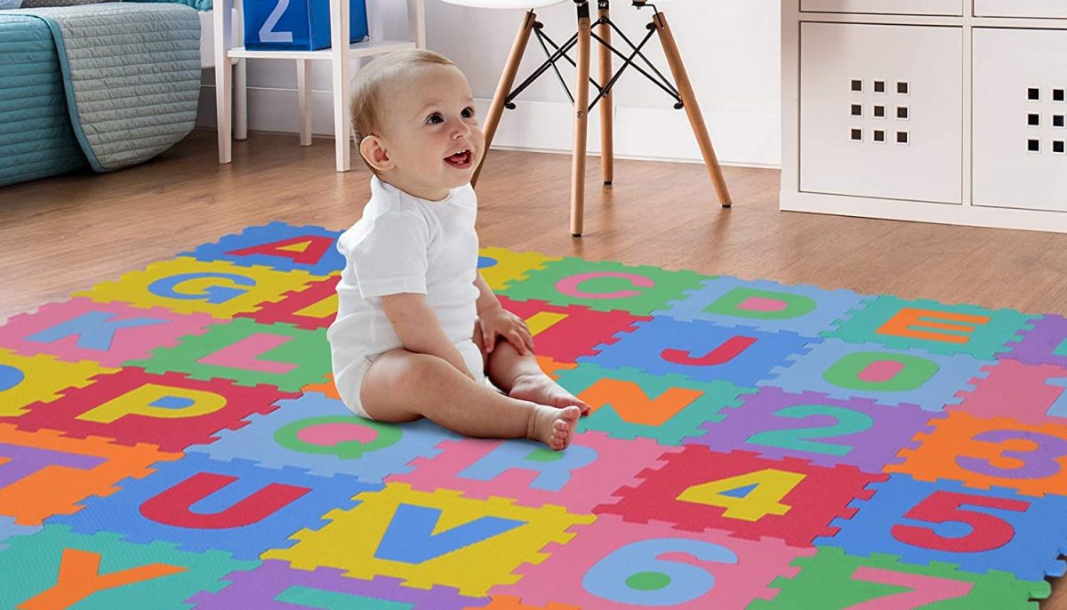 Alfombra Puzzle para Niños Bebe Infantil Suelo de Goma EVA Suave 142 x 114 cm 18 Piezas Blanco Gris 0112 meiqicool Alfombrillas para Puzzles 