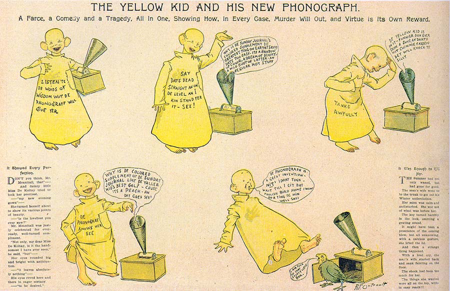 Sin embargo, según los cánones, el primer cómic moderno publicado en el mundo, fue The Yellow Kid (El chico amarillo), el 16 de febrero de 1896 en el diario The World de Nueva York