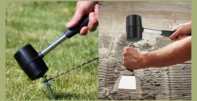 Cinco mazos de goma para asegurar los azulejos y baldosas del suelo